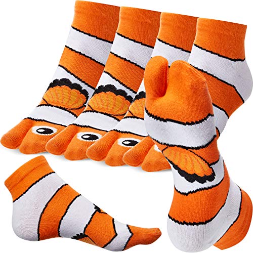 Geyoga 3 Pairs Clownfish Animal Socks Colorful Funny Casual Novelty Crew Socks Unisex Socks for Teenagers Men Women