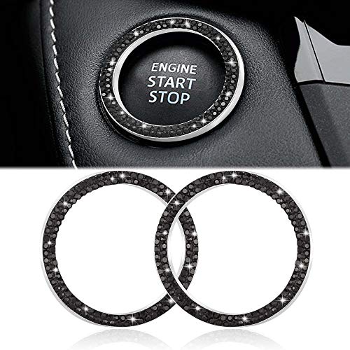 WINKA Car Engines Start Stop Accessories for Car Interior Decoration Black 2pcs Rhinestone Sticker