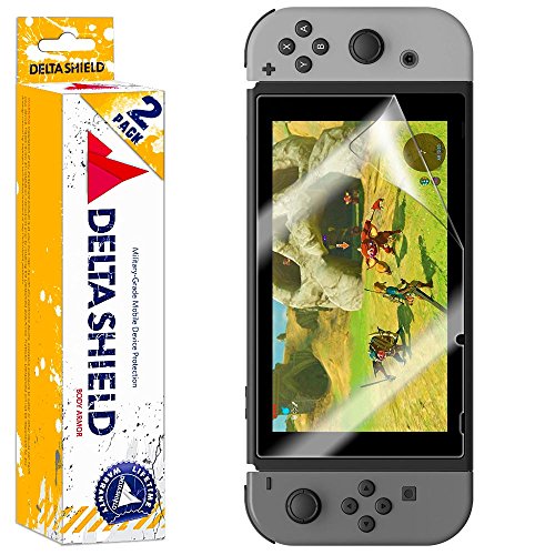 DeltaShield Screen Protector for Nintendo Switch (2-Pack) Anti-Bubble Military-Grade Clear TPU Film