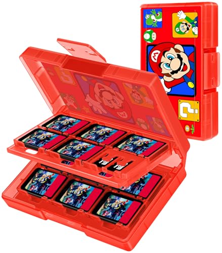 oqpa for Nintendo Switch Game Case for Switch/OLED/Lite Game Card with 24 Game Slots & 2 Micro SD Card Slots Cute Cartoon Design Holder for Switch Cartridge Storage Organizer for Girls Boys,WindowMaro