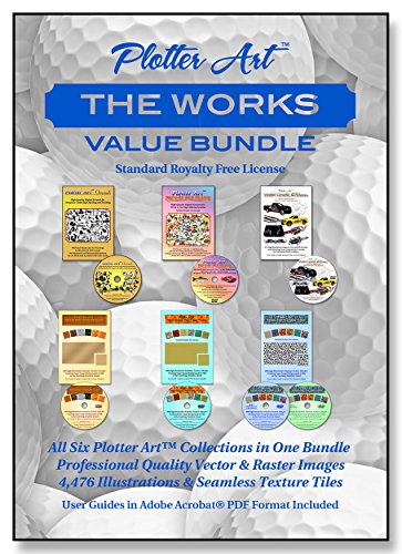 Plotter ArtTM The Works Value Bundle, 6 Collections, 4,776 Professional Quality Illustrations & Seamless Texture Tiles with PDF User Guides & Image Galleries - Standard Royalty Free License