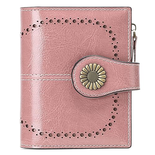 SENDEFN Small Womens Wallet Leather Bifold Card Holder RFID Blocking with Zipper Coin Pocket