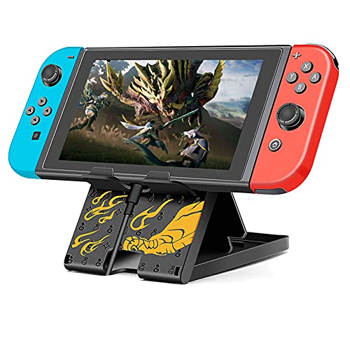 Busjoy Stand for Nintendo Switch, Steam Deck, Switch OLED, Switch Lite, Cute Game Theme Angle Adjustable Holder, Portable Foldable Non-Slip Bracket-Black