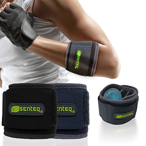 SENTEQ Elbow Brace 2PACK Tennis Forearm Tension Relief Compression Band for Men/Women Weightlifting Arms Pads Golfer Wrap Tennis Golf Elbow Support Tendonitis Pain Relief Pressure Bands Strap Sleeve