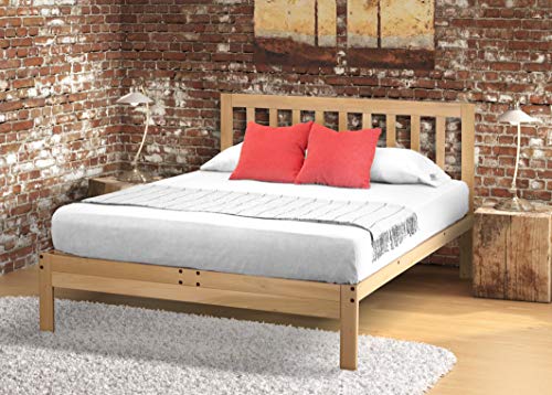 KD Frames Charleston Platform Bed - Twin XL Bed - Unfinished Wood Bed Frame - Natural, Minimalist Bed with Slatted Headboard - Easy Assembly, No Box Spring Needed - Solid Wood Twin XL Platform Bed