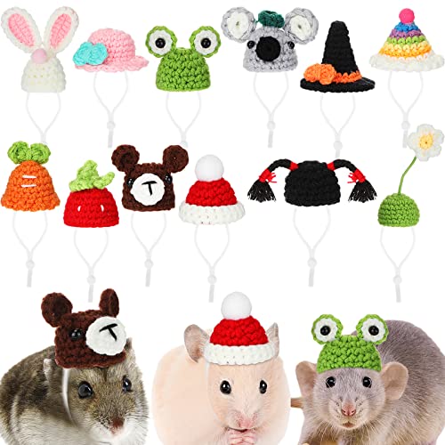 Silkfly 12 Pcs Hamster Hat Mini Hats for Snakes Small Animals Guinea Pig Hat Hamster Clothes Cute Tiny Rat Hat for Snakes Pets Lizards Hamsters Bearded Dragons Holiday Party Costume Accessories