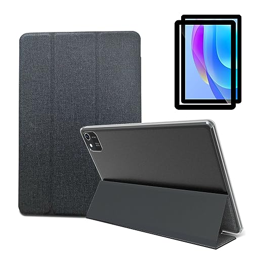 Android Tablet Case for 10inch Touchscreen Tablet, Stand Folio Protective Cover for 10.1' with Adjustable Fixing Silicon Band and Stand-Black