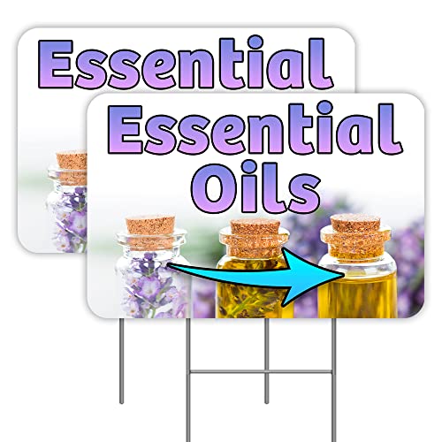 2 Pack Essential Oils (Arrow) Yard Signs 16' x 24' - Double-Sided Print, with Metal Stakes 841098110949
