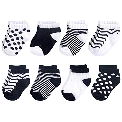 Luvable Friends Unisex Baby Fun Essential Socks, Black White, 0-6 Months