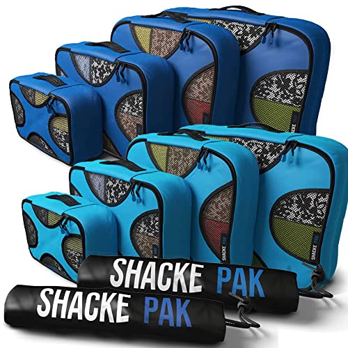Shacke Pak - 5 Set Packing Cubes with Laundry Bag (Gentlemen's Blue) & Shacke Pak - 5 Set Packing Cubes with Laundry Bag (Aqua Teal)