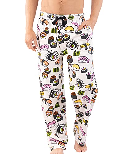 Lazy One Pajama Pants For Men, Men's Separate Bottoms, Lounge Pants, Food, Chop Sticks (Sushi Men's PJ Pant, Medium)