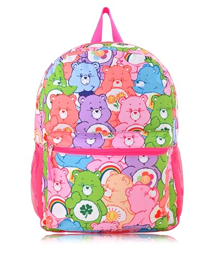 Fast Forward Care Bears Backpack for School - 16' Small Kids Bookbag Knapsack for Girls, Boys, Toddlers (Multicolor Care Bear All Over Print)