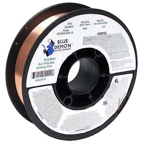 Blue Demon ER70S6 X .030 X 10 LB MIG/GMAW Carbon Steel Welding Wire, All Position, Low Spatter, Formulated to Provide Porosity-Free, X-Ray Quality Welds