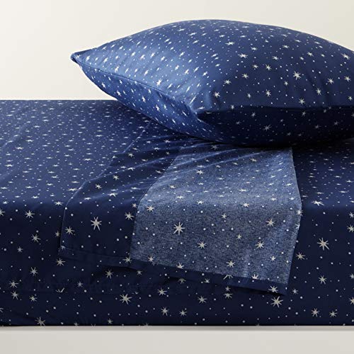 Amazon Basics Kid's Soft Easy-Wash Lightweight Microfiber 3-Piece Sheet Set, Twin, Navy Galaxy