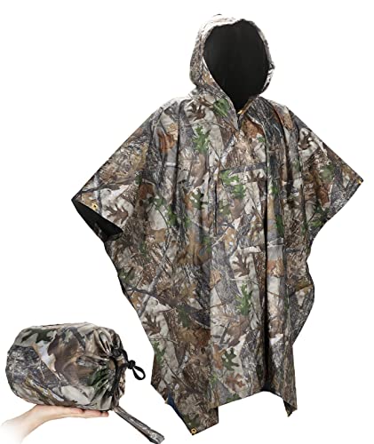 Lenotos Military Poncho, Waterproof Camouflage Army Poncho, Multi Use Rip Stop Military Rain Poncho (A-2001)