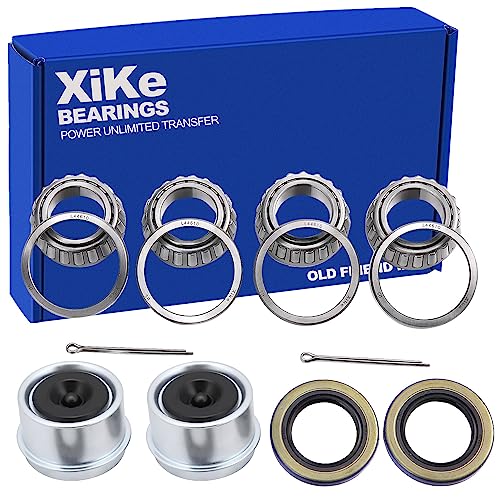 XiKe 2 Set Fits for 1'' Axles Trailer Wheel Hub Bearings Kit, L44643/L44610 and 12192TB Seal OD 1.980'', Dust Cover and Cotter Pin, Rotary Quiet High Speed and Durable.