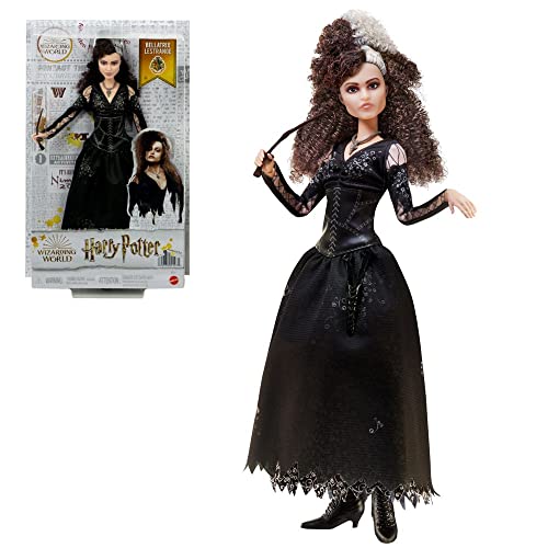 Harry Potter Bellatrix Lestrange Doll - Collectible Doll with Signature Black Dress, Necklace & Wand - Flexible Joints - 10' Tall - Gift for Kids 6+