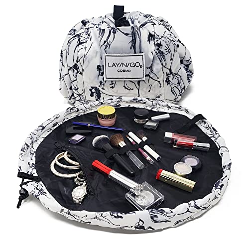 Lay-n-Go Cosmo Drawstring Cosmetic & Makeup Bag Organizer, Toiletry Bag for Travel, Gifts, and Daily Use, 20 inch, Dogs