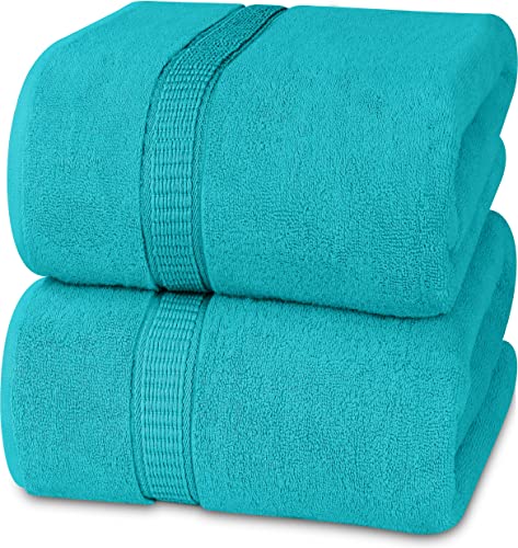 Utopia Towels - Luxurious Jumbo Bath Sheet 2 Piece - 600 GSM 100% Ring Spun Cotton Highly Absorbent and Quick Dry Extra Large Bath Towel - Soft Hotel Quality Towel (35 x 70 Inches, Turquoise)