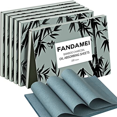 FANDAMEI 600 Counts Oil Blotting Sheets For Face, Oil Blotting Papers For Face, Blotting Paper for Oily Skin, Oil Control Film, Oil Absorbing Sheets For Face, Oil Absorbing Tissues, Bamboo Charcoal