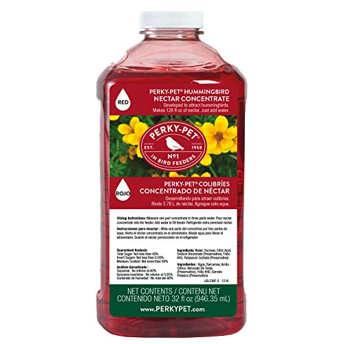 Perky-Pet 238 Red Hummingbird Liquid Nectar 32 Oz Concentrate - Makes Up To 128 Fluid Ounces of Nectar