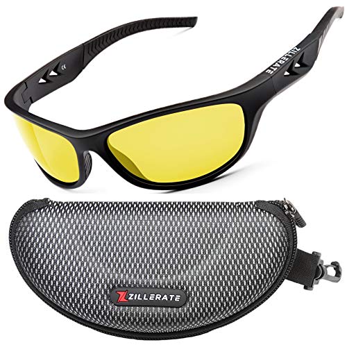 ZILLERATE Night Vision Driving Glasses - Anti Glare HD Polarized Yellow Tinted Sunglasses for Men & Women