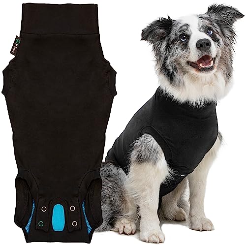 Recovery Suit for Dogs - Dog Surgery Recovery Suit with Clip-Up System - Breathable Fabric for Spay, Neuter, Skin Conditions, Incontinence - Small Dog Suit by Suitical, Black