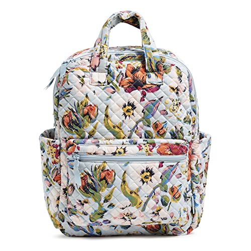 Vera Bradley Women's Cotton Campus Totepack Backpack, Sea Air Floral - Recycled Cotton, One Size