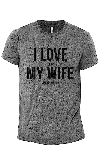 Funny Golf T Shirt for Men, I Love It When My Wife Lets Me Go Golfing, Unique Golf Gifts, Casual Crew Neck Short Sleeve Graphic Tee Heather Grey