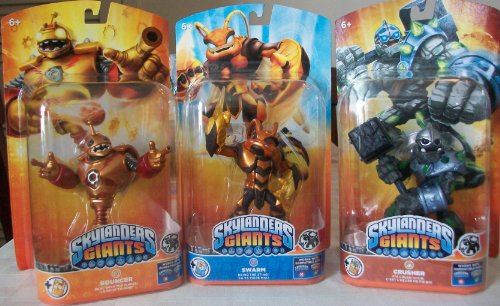 Skylanders Giants Figures Character Packs Bundle with Bouncer Swarm & Crusher