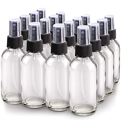 Wedama Spray Bottle, 4oz Fine Mist Glass Spray Bottle, Little Refillable Liquid Containers for Watering Flowers Cleaning(16 Pack,Clear)