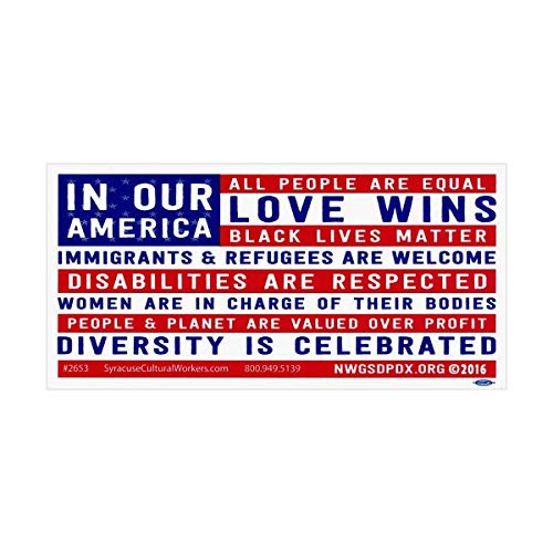 Syracuse Cultural Workers In Our America Black Lives Matter and Love Wins Diversity Car Magnet Magnetic Bumper Sticker 7.75-by-3.75 Inches