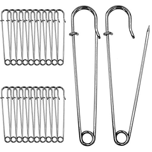 BEADNOVA 4 Inch Large Safety Pins for Clothes Big Safety Pins Heavy Giant Safety Pin for Fashion, Sewing, Quilting, Blankets, Upholstery, Laundry and Craft (10cm, 20pcs)