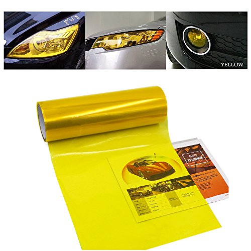 1797 Car Light Tint Film Headlight Fog Light Taillight Yellow Tinted Vinyl Tail Back Color Sticker Self Adhesive Shiny Chameleon Accessories Parts 48 inch x12 inch 1pc