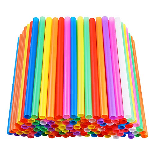 200 PCS Jumbo Smoothie Straws, Colorful Disposable Plastic Large Wide-mouthed Milkshake Straw (0.43' Diameter and 8.2' long)