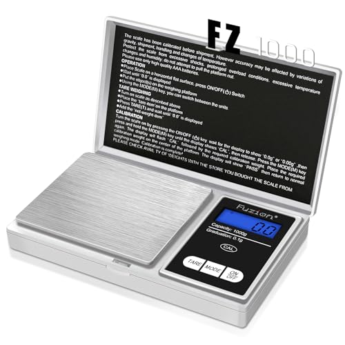 Fuzion Pocket Gram Scale Precision 1000g/0.1g, Mini Digital Scales Grams and Ounces, Grain Scale, Herb Scale, Portable Travel Food Scale, Digital Scale