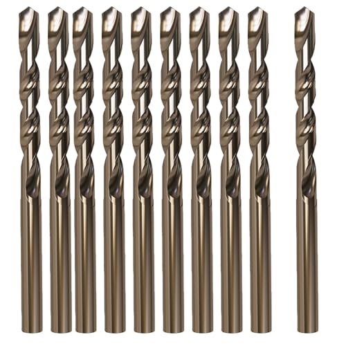 M MIMHOOY 5mm / 0.19' Cobalt Drill Bit Set (10 Pcs), M35 Cobalt Twist Drill Bits for Stainless Steel and Hard Metal