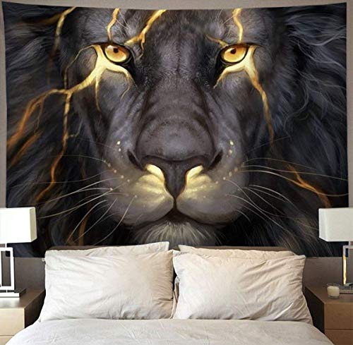 NiYoung Golden Cool Lion King paninting Wall Tapestry Hippie Art Tapestry Wall Hanging Home Decor Extra Large tablecloths 60x80 inches for Bedroom Living Room Dorm Room