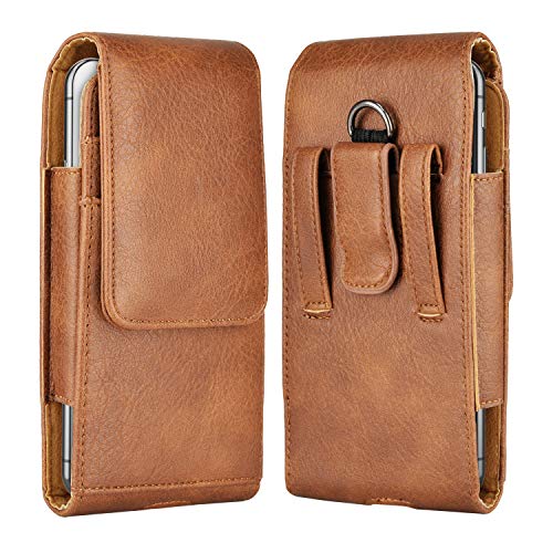 Takfox Phone Holster for Samsung Galaxy S24 Ultra S23 Plus S22 S21 FE S10 A04s A03s A15 A14 A13 A12 A42 A32 A54 A23 5G,Note 20/10 J7 Leather Cell Phone Pouch Belt Holder Carrying Case,Brown