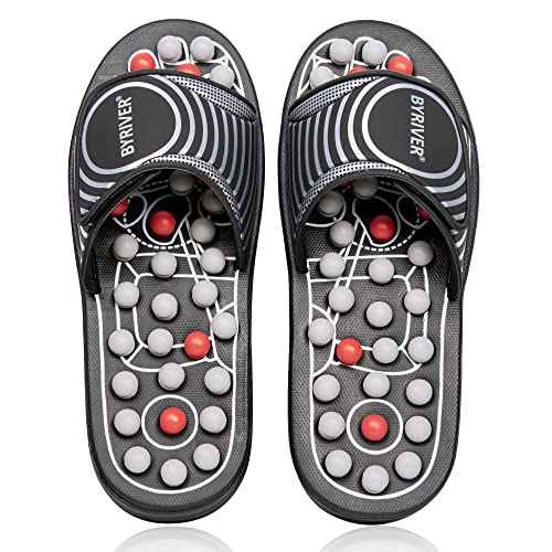 BYRIVER Plantar Fasciitis Relief Foot Massager Slippers Sandals Shoes for Men Women, Foot Care Relaxation Wellness Gifts for Mom Dad, Stress Relief, Tense Muscle Relaxer (02M)