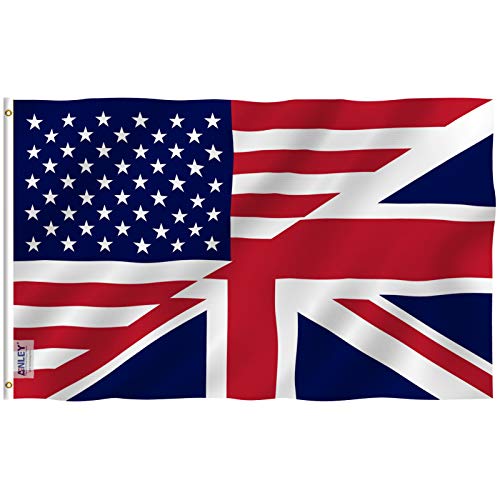 ANLEY Fly Breeze 3x5 Feet America Britain Friendship Flag - Vivid Color and Fade Proof - Canvas Header and Double Stitched - Friendship Forever US UK Flag with Brass Grommets 3 X 5 Ft