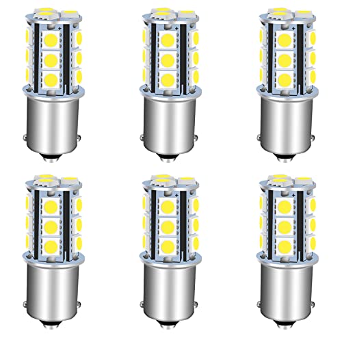 UNXMRFF 1156 LED Bulb White Super Bright 1073 1003 BA15S 7506 1141 LED Bulbs 5050 18-SMD Replacement for 12V RV Interior Ceiling Dome Light/Travel Trailer/Boat Indoor/Camper Light Bulbs (Pack of 6)