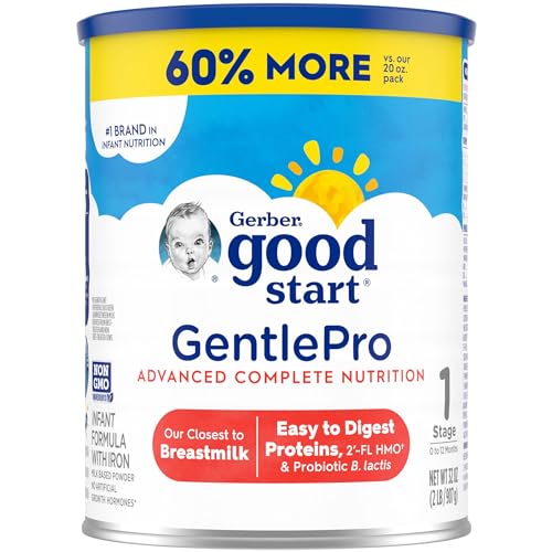 Gerber Good Start Baby Formula Powder, GentlePro, Stage 1, Non GMO, 32 Ounce (Package May Vary) For 0 -12 Months