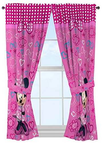 Disney Minnie Mouse Window Panels Curtains Drapes Pink Bow-tique, 42' x 63' each