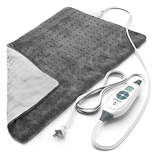 Pure Enrichment PureRelief XL Heating Pad - 12' x 24' Electric Heating Pad for Back Pain & Cramps, 6 Heat Settings, FSA/HSA Eligible, Soft Machine Wash Fabric, Auto-Off & Moist Heat (Charcoal Gray)