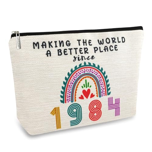 40th Birthday Gifts for Women, Her, 40th Birthday Decorations Makeup Bags, 1984 Anniversary 40 Year Old Gift Ideas for Mom, Wife, Sister, Best Friends, Mothers Day, Christmas Small Cosmetic Travel Bag