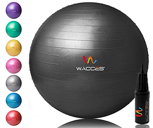 Wacces Yoga Ball with Hand Pump (Black, 55 cm)