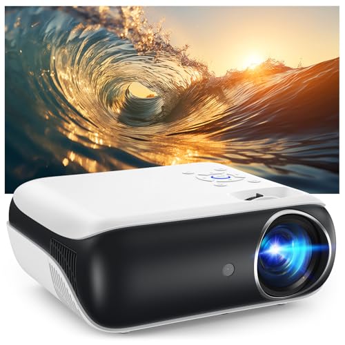 HAPPRUN Projector, Native 1080P Bluetooth Projector, Portable Outdoor Movie Projector, Full HD Mini Projector with Speaker for Home Bedroom, Compatible with Smartphone,HDMI,USB,AV,Fire Stick,PS5