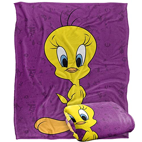 Looney Tunes Blanket, 50'x60', Tweety Bird Character Silky Touch Super Soft Throw