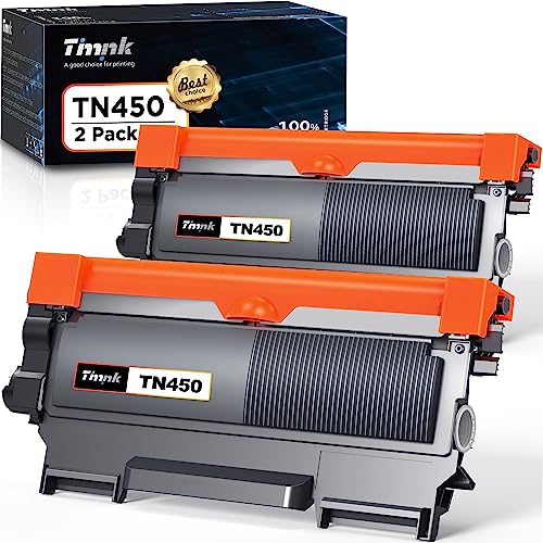 Timink TN450 (2 Black) High Yield Compatible Toner Cartridge Replacement for Brother TN420 TN-450 Work with HL-2280DW HL-2270DW HL-2230 MFC-7360N MFC-7860DW DCP-7065DN Intellifax 2840 2940 (2 Pack)